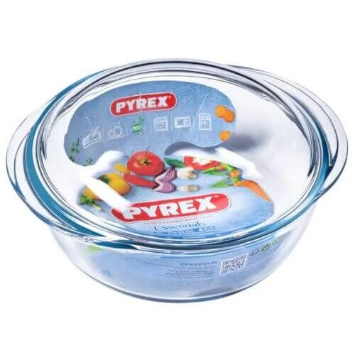 Pyrex Ronde Ovenschaal Met Deksel 3 Liter Glas 2 Pyrex Ronde Ovenschaal Met Deksel 3 Liter Glas - Afbeelding 2