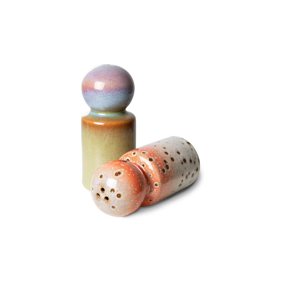 HK Living 70's ACE7082 Peper- En Zoutstel 9,8 Cm Aardewerk Asteroids-Peat 2-delig 2 HK Living 70's ACE7082 Peper- En Zoutstel 9,8 Cm Aardewerk Asteroids-Peat 2-delig - Afbeelding 2