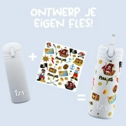 IZY Kids Drinkfles 350 Ml Blue Pirates Rvs -Keuken Verkoop blue pirates 350ml kids bottle v6