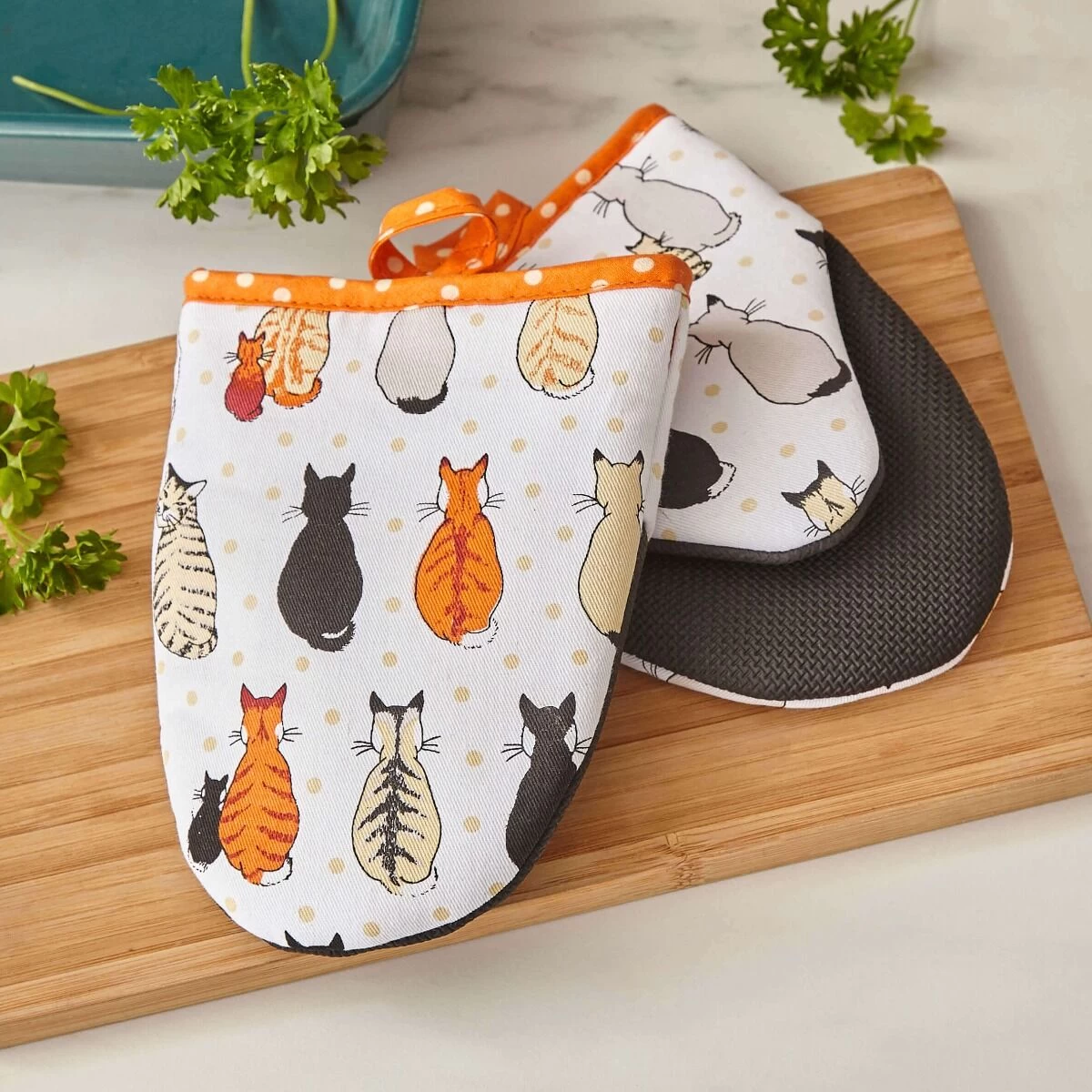 Ulster Weavers Cats In Waiting Kleine Ovenwant Katoen Oranje 2 Stuks 2 Ulster Weavers Cats In Waiting Kleine Ovenwant Katoen Oranje 2 Stuks - Afbeelding 2