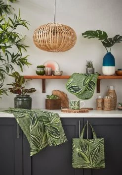 Ulster Weavers Geo Leaves Lange Pannenlap Groen -Keuken Verkoop geo leaves main 1 1