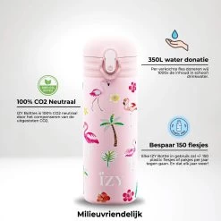 IZY Kids Drinkfles 350 Ml Pink Flamingo Rvs -Keuken Verkoop izy kids x pink flamingo infographic milieuvriendelijk nl min