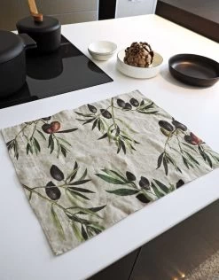 Oldenhof Olives Placemat 35 X 48 Cm Linnen 2 Stuks -Keuken Verkoop olive print linen placemats