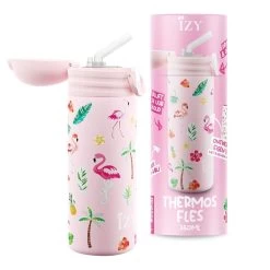 IZY Kids Drinkfles 350 Ml Pink Flamingo Rvs -Keuken Verkoop pink flamingo 350ml kids bottle v5