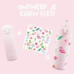 IZY Kids Drinkfles 350 Ml Pink Flamingo Rvs -Keuken Verkoop pink flamingo 350ml kids bottle v6