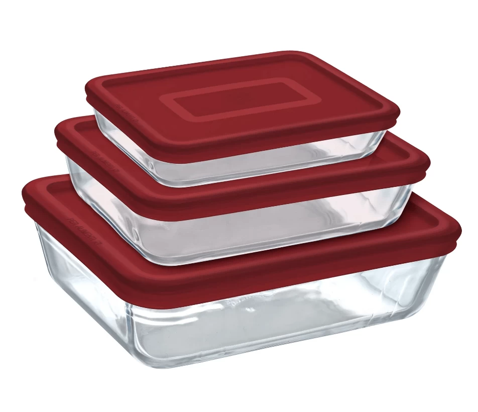 Pyrex Ovenschaal Met Deksel Glas 3-delig 1 Pyrex Ovenschaal Met Deksel Glas 3-delig